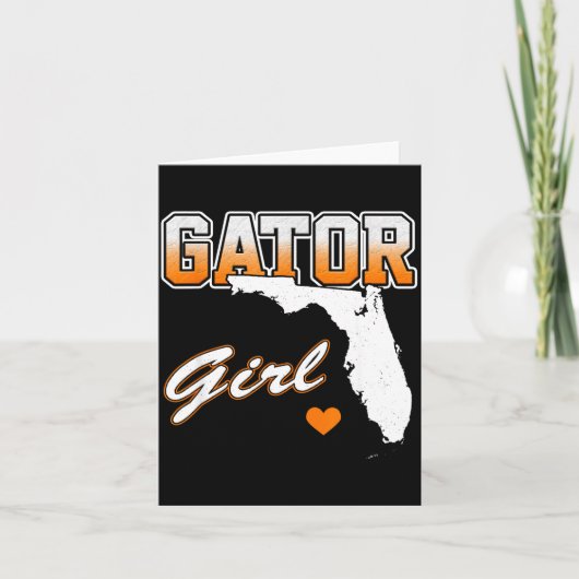 Gator Girl Florida Heart Map Souvenir Gift For Wom カード (正面)