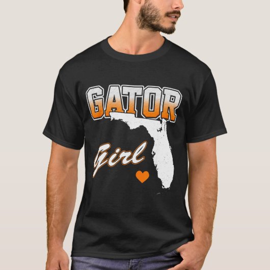 Gator Girl Florida Heart Map Souvenir Gift For Wom Tシャツ (正面)