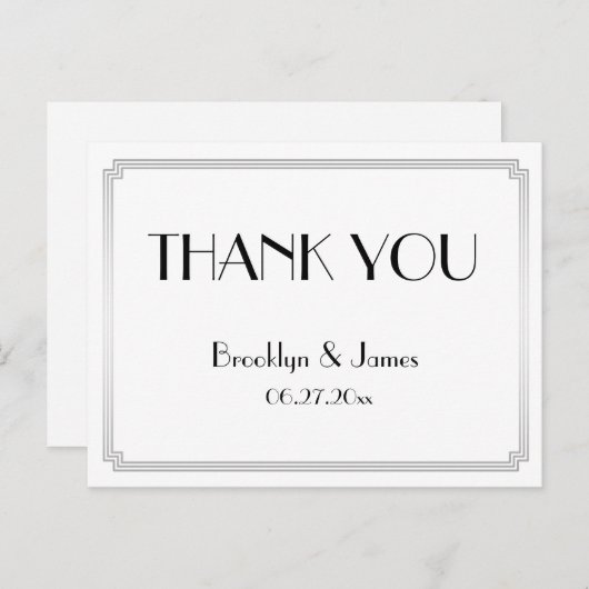 Gatsbyのアールデコの銀製結婚式は郵便はがき感謝していしています ポストカード (正面/裏面)