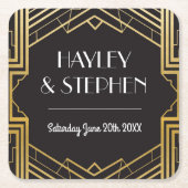 Gatsbyのアールデコの20年代のコースターの結婚披露宴 スクエアペーパーコースター (正面)