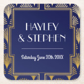 Gatsbyのアールデコの20年代のコースターの結婚披露宴 スクエアペーパーコースター (正面)