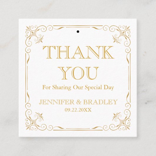 Gatsbyのヴィンテージの結婚式の引き出物のラベル|のカスタムな色 スクエア名刺 (正面)