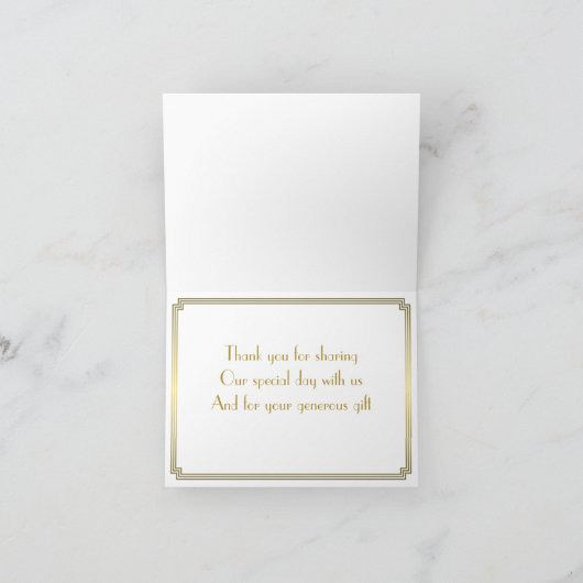 Gatsbyの素晴らしいアールデコの白い結婚式のサンキューカード サンキューカード (内部)