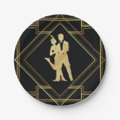 Gatsbyの20年代のアール・デコの幾何学的なテーマのパーティー ペーパープレート (正面)