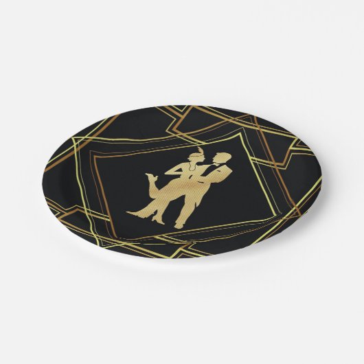 Gatsbyの20年代のアール・デコの幾何学的なテーマのパーティー ペーパープレート (アングル)