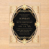 Gatsby Art Deco Birthday Party アクリル招待状 (正面)