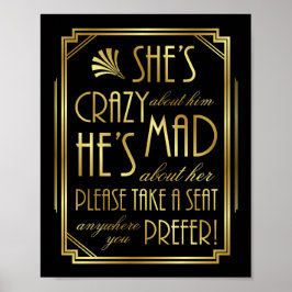 Gatsby Art Deco WEDDING SEAT Sign Print ポスター