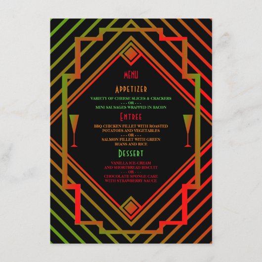 Gatsby Miami 1920の新年メニュー メニュー (正面)