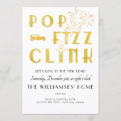 Gatsby Pop Fizz Clink Art Deco New Years Eve Party 招待状 (正面)