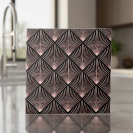 Gatsby Rose Gold Art Deco Fan Pattern ID1188 タイル