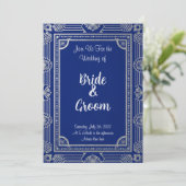 Gatsby Style ArtDeco Invitation–Navy Blue & Metal 招待状 (スタンド正面)