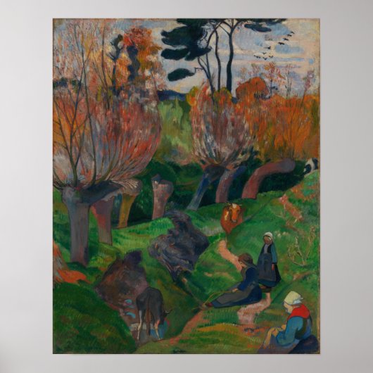 Gauguin – ブリタニー、女性と牛1889 ポスター (正面)