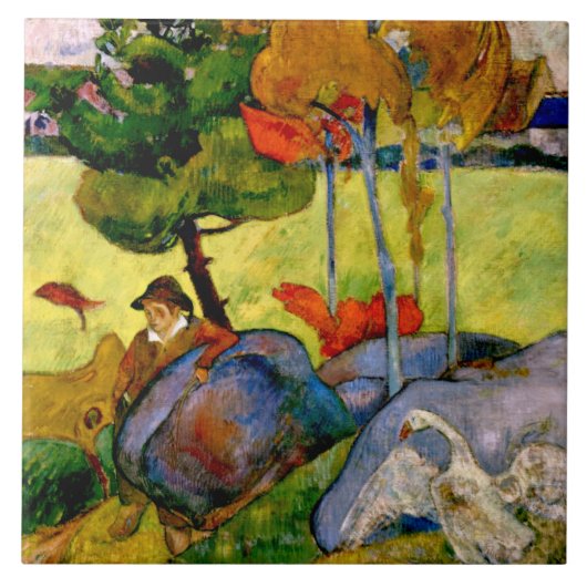 Gauguin – ランドスケープの少年ブレトン タイル (正面)