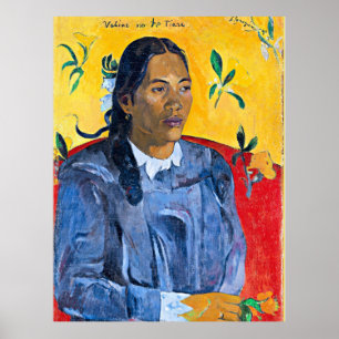 Gauguin – 花を持つ女性、ポートレート絵画ズ ポスター