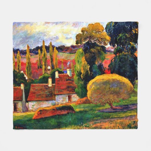 Gauguin: Farm in Brittany,有名絵画な フリースブランケット (正面(横))