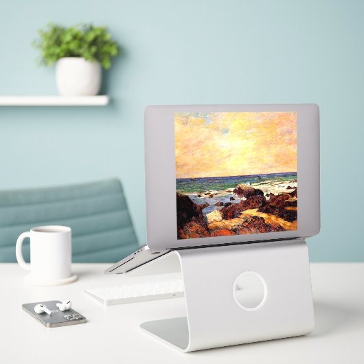 Gauguin - Rocks and Sea, 1886, 絵画's シール (デスク上のノートパソコン)