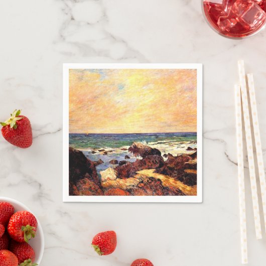 Gauguin - Rocks and Sea, 1886, 絵画's スタンダードカクテルナプキン (インサイチュ)