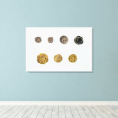 Gaulishコイン、紀元前750-0年 キャンバスプリント (インサイチュ (ウッドフロア))