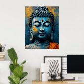 Gautama Buddha Painting - Modern Impasto Art ポスター (ホームオフィス)