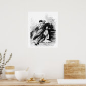 Gavarni：男の喫煙長いパイプ ポスター (キッチン)