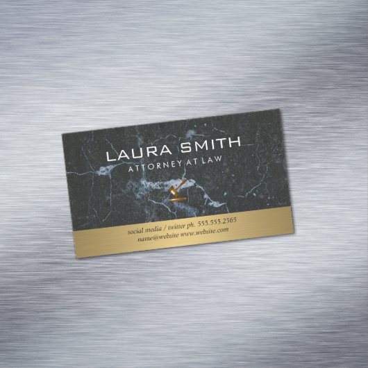 Gavelアイコン |弁護士 |メタリック金ゴールド |大理石 マグネット名刺 (インサイチュ)