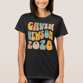 Gavin Newsom 2028社長のWavy文字 Tシャツ