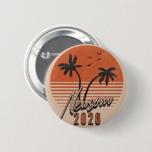 Gavin Newsom 2028社長Palm Tree Sunset 缶バッジ (正面&裏面)