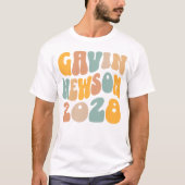 Gavin Newsom 2028 大統領 ウェーブテキスト Tシャツ (正面)