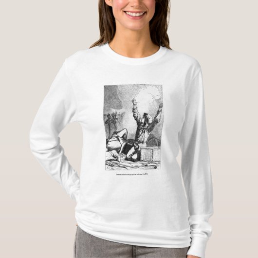 Gavrocheに再度上がる落ちたがただありました Tシャツ (正面)