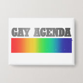 Gay Agenda | Rainbow Ombre Funny Gay Pride 缶バッジ (正面)