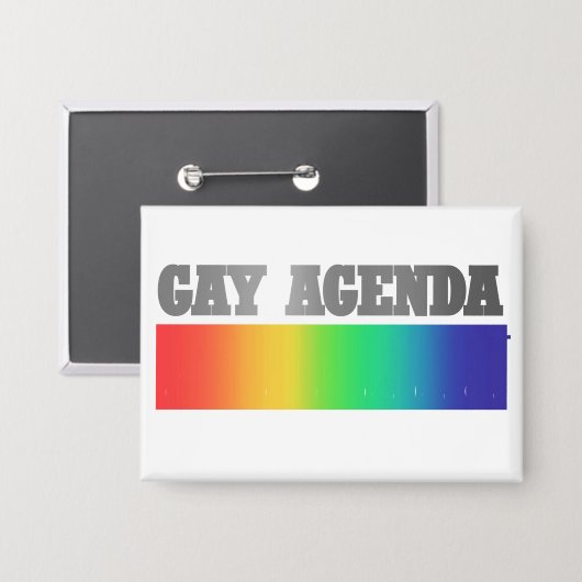 Gay Agenda | Rainbow Ombre Funny Gay Pride 缶バッジ (正面/裏面)