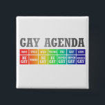 Gay Agenda | Rainbow Ombre Funny Gay Pride 缶バッジ<br><div class="desc">SAY IT LOUD, SAY IT PROUD! Cute Gay Agenda typography! Bright and colorful rainbow ombre to celebrate that love is love from the “Say it clear, say it loud! Gay is good, gay is proud!” CSLD parade chants. The modern contemporary mixed medium gradient adds the perfect pop of color and...</div>