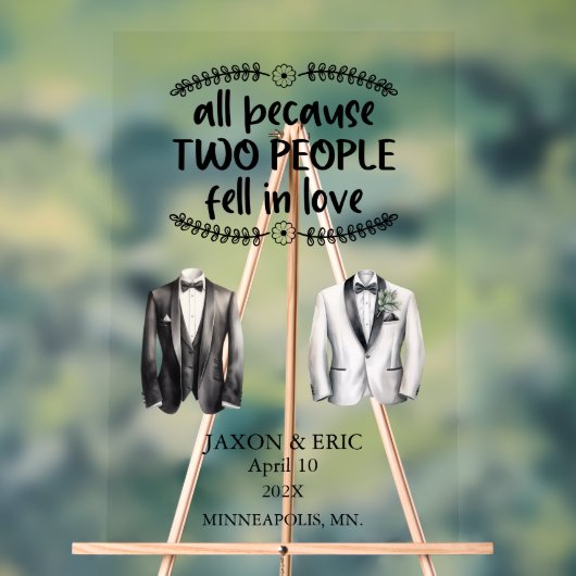 Gay All Because Two People Fell In Love Wedding アクリルサイン (ニュートラル)