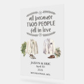 Gay All Because Two People Fell In Love Wedding アクリルサイン (傾斜)