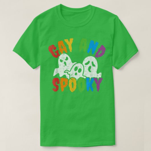 Gay And Spooky Halloween Rainbow Boo Ghost LGBTQ G Tシャツ (デザイン正面)