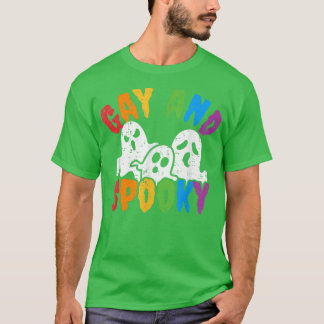Gay And Spooky Halloween Rainbow Boo Ghost LGBTQ G Tシャツ