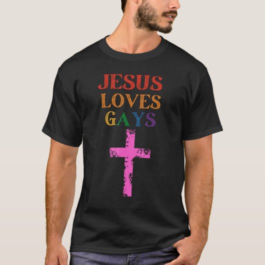 Gay Christian Pride Month LGBT Pride Jesus Love Ga Tシャツ (正面)