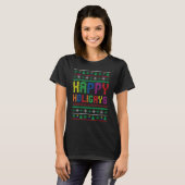 Gay Christmas Funny LGBT Happy Holigays Rainbow Pa Tシャツ (正面フル)