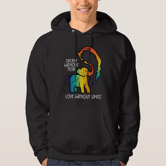 Gay Elephant Dream Without Fear Rainbow Pride Lgbt パーカ (正面)