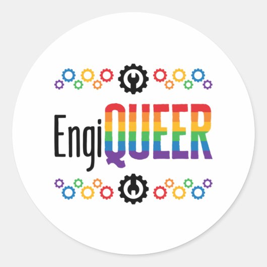 Gay Engineer Engineering Engiqueer Pride Month ラウンドシール (正面)