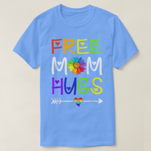 Gay Free Mom Hugs Daisy Rainbow Heart LGBT Pride M Tシャツ (デザイン正面)