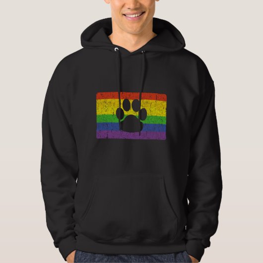 Gay Furry Pride Fandom Paw Rainbow LGBT Flag Gift パーカ (正面)
