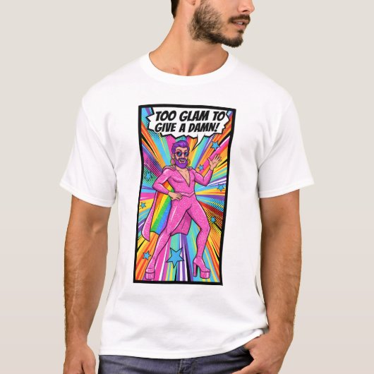 GAY GLAM T-Shirt | Gay Pride Shirt for Men | LGBTQ Tシャツ (正面)