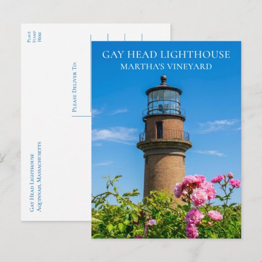 Gay Head Lighthouse マルサズ・ヴィニヤード MA ポストカード (正面/裏面)