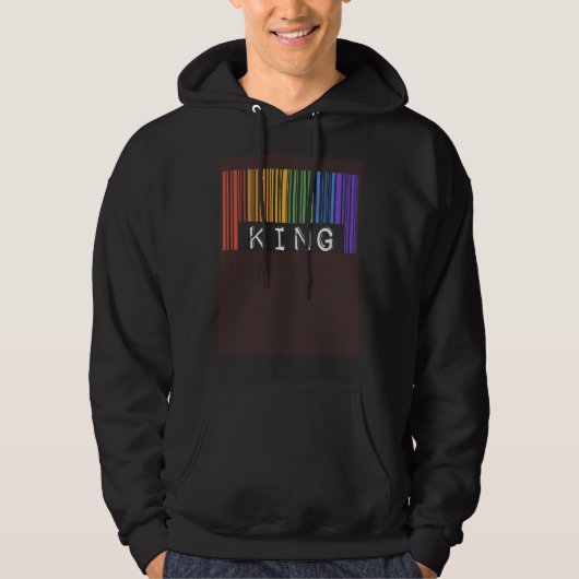 Gay King Barcode Trendy Queer Pride Flag Aesthetic パーカ (正面)