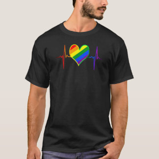 Gay Lesbian Lgbt Heartbeat Lgbt Pride Rainbow Para Tシャツ