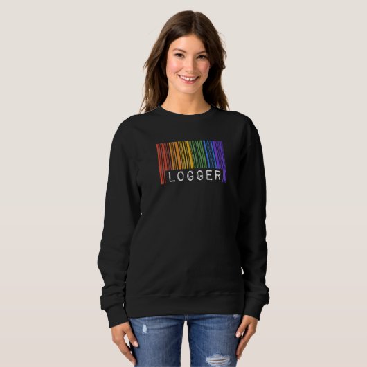 Gay Logger Pride Flag Barcode Queer Rainbow LGBTQ スウェットシャツ (正面フル)