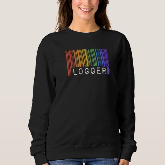 Gay Logger Pride Flag Barcode Queer Rainbow LGBTQ  スウェットシャツ (正面)