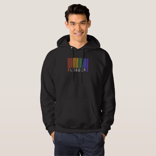 Gay Logger Pride Flag Barcode Queer Rainbow LGBTQ パーカ (正面フル)