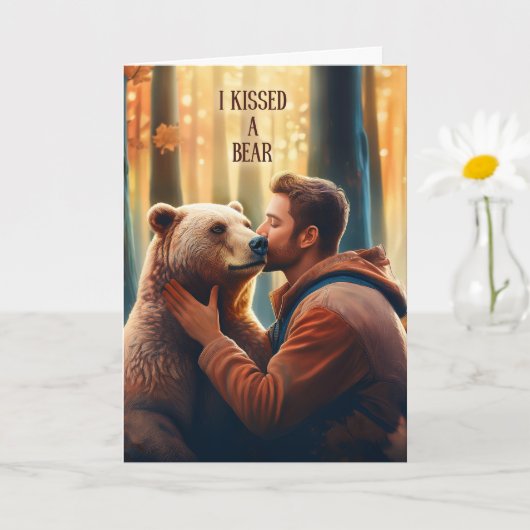 Gay Love Romance I Kissed a Bear and Liked It カード (小さな植物)